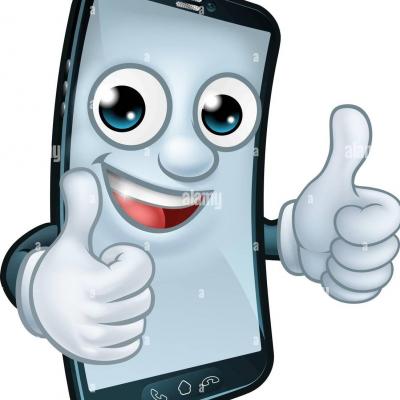 Telephone mobile thumbs up cartoon mascot renmm7